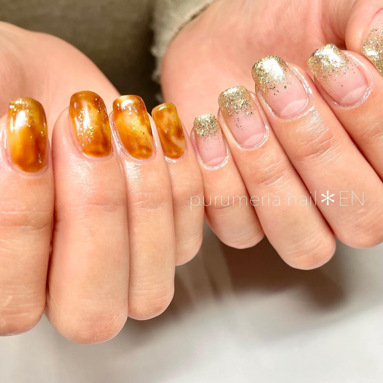 秋 冬 オールシーズン グラデーション ラメ Purumeria Nail Enのネイルデザイン No ネイルブック
