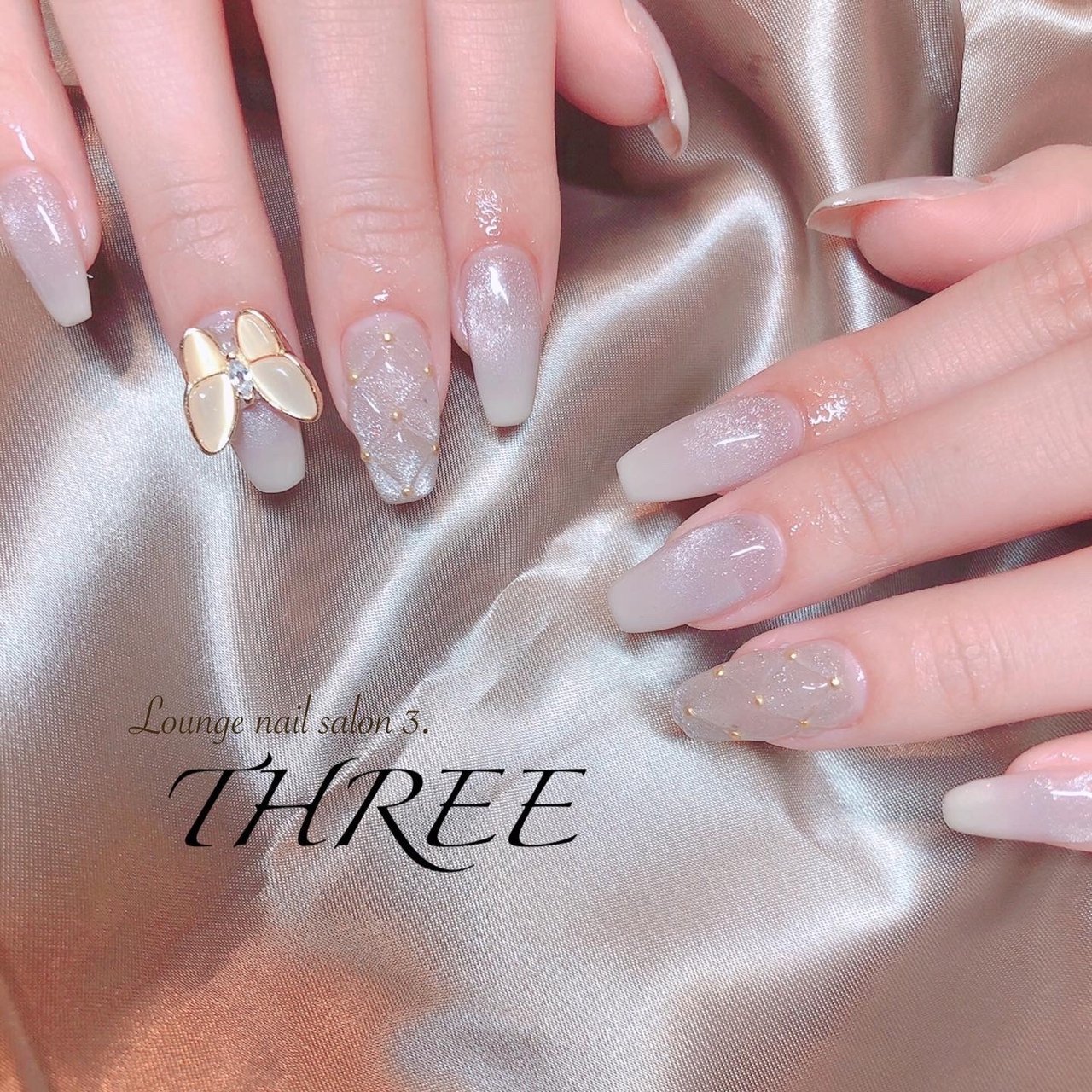 オールシーズン ハンド グラデーション マグネット キルティング Lounge Nailsalon3 Threeのネイルデザイン No ネイルブック