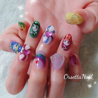 パワーパフガールズネイルのネイルデザイン ネイルブック