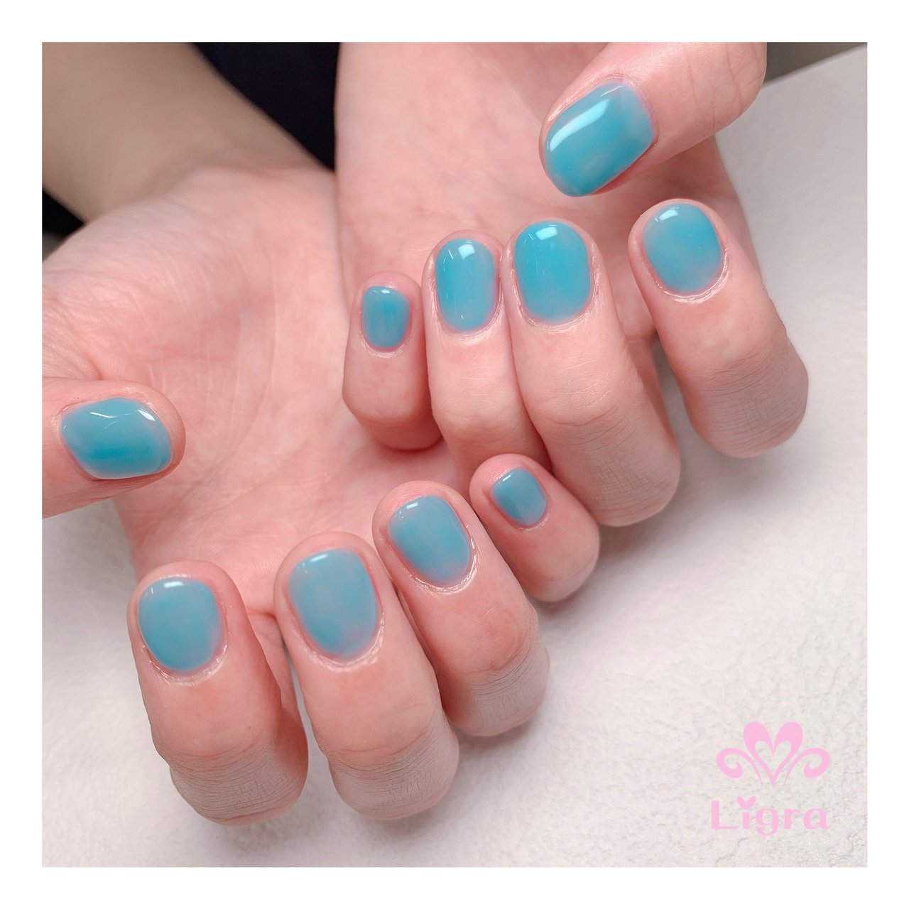 ハンド ワンカラー ショート 水色 ジェルネイル セルフエステligraのネイルデザイン No ネイルブック