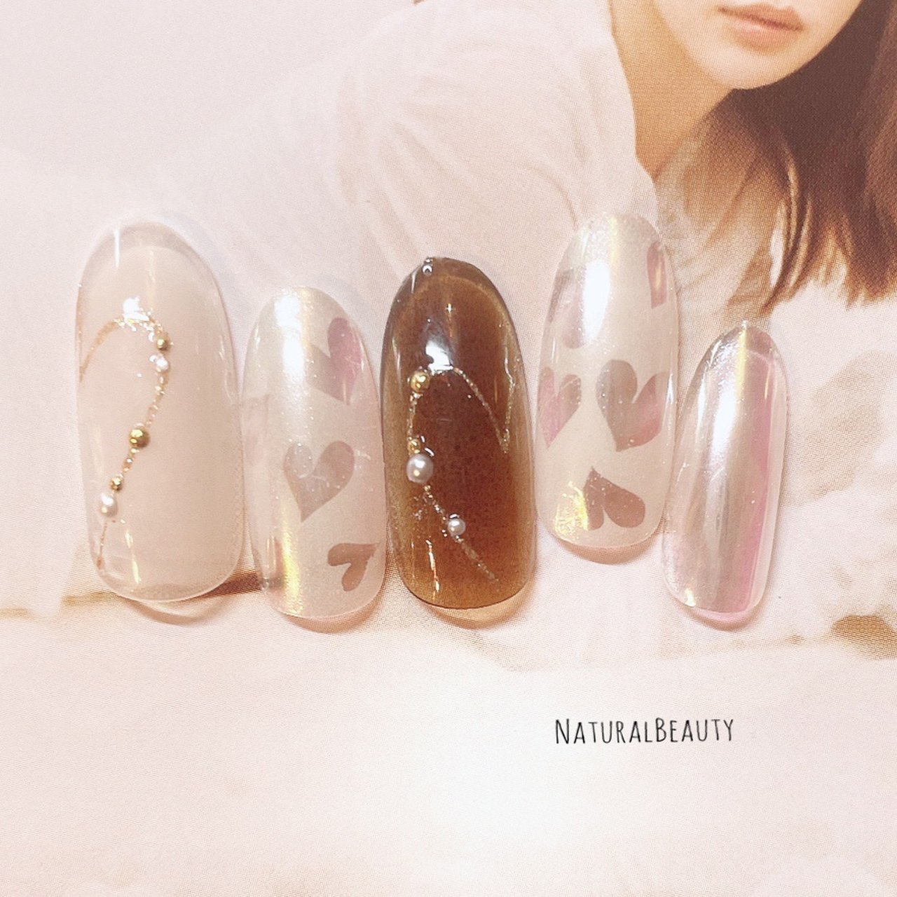 バレンタイン ハンド ハート くりぬき ミディアム Naturalbeautyのネイルデザイン No ネイルブック