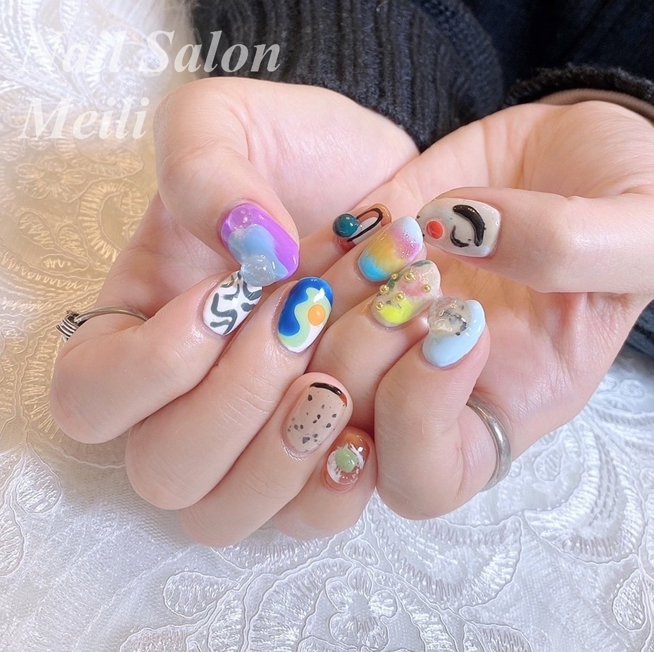 オールシーズン ハンド ミディアム カラフル ジェルネイル Nail Salon Meili 埼玉日進のネイルデザイン No ネイルブック