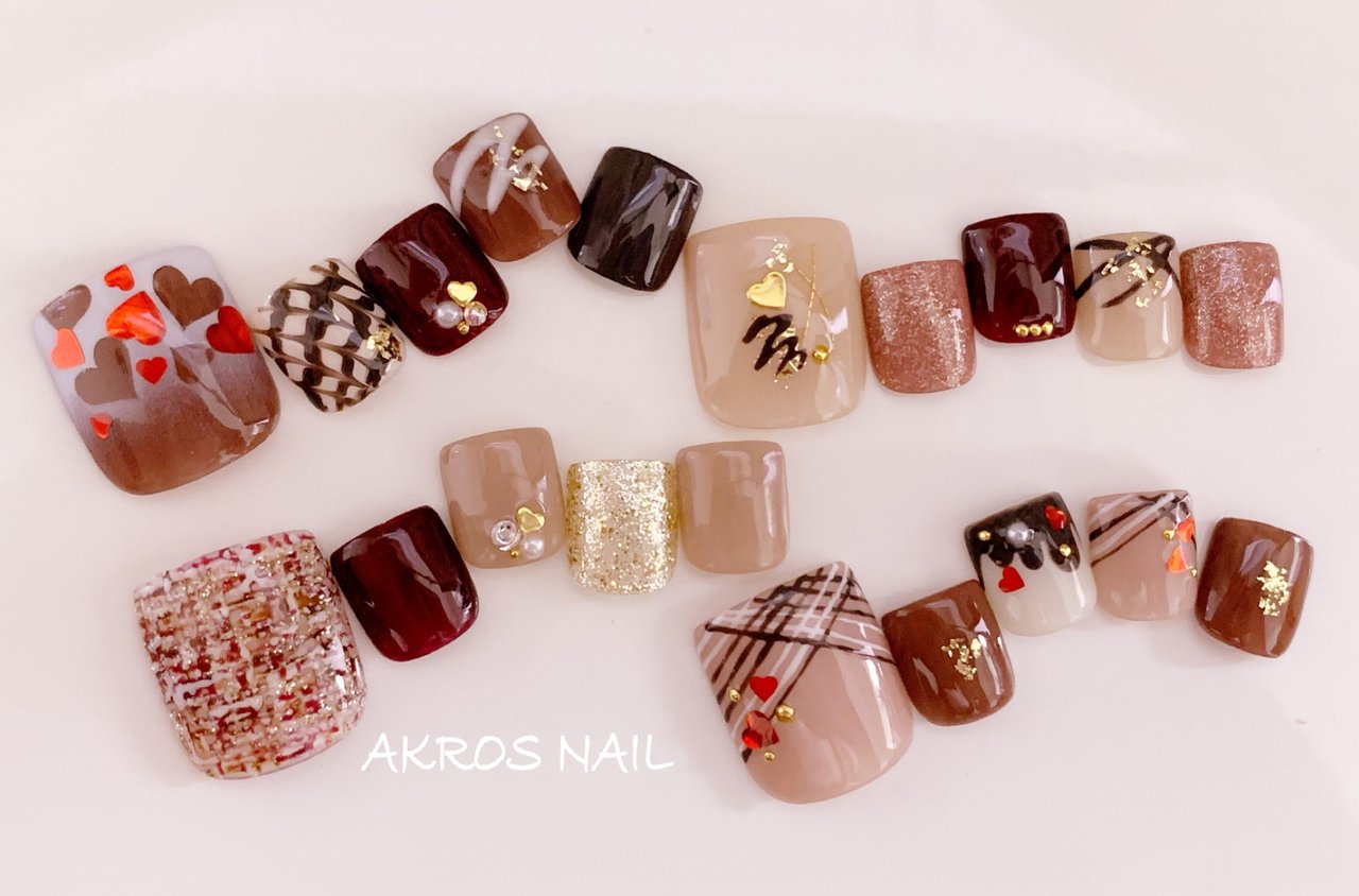 冬 バレンタイン オフィス 女子会 フット Akros Nailのネイルデザイン No ネイルブック