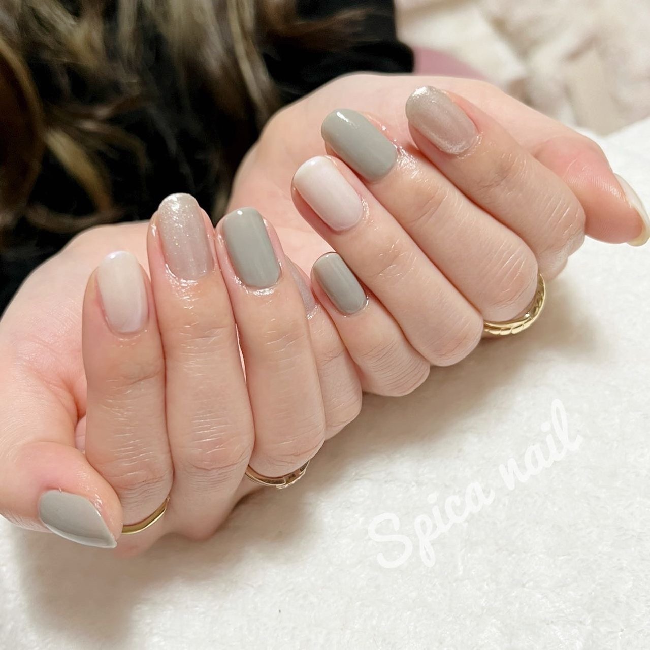 ハンド シンプル ワンカラー ショート グレー Spica Nailのネイルデザイン No ネイルブック
