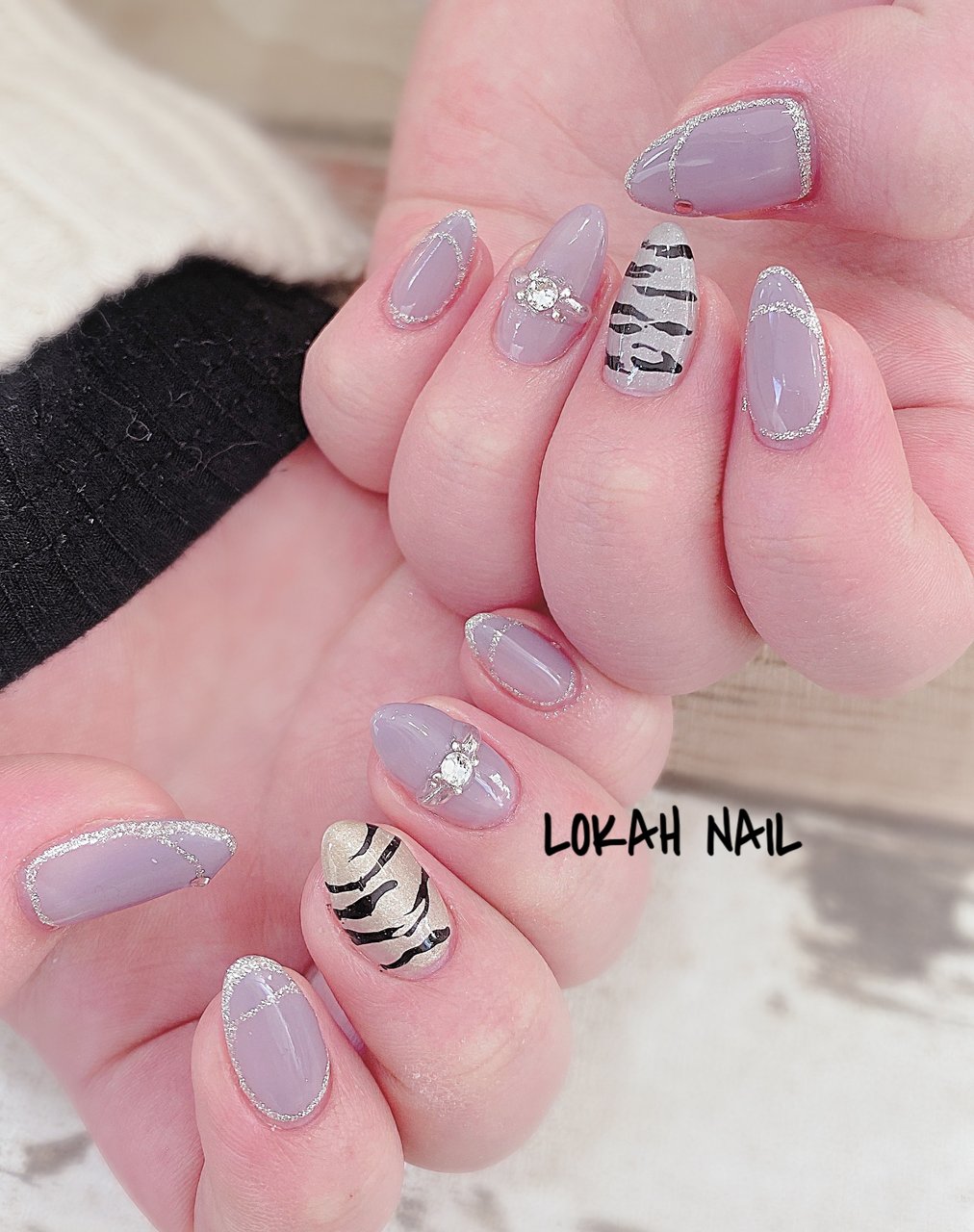 オールシーズン ハンド アニマル柄 ミディアム パープル Lokahi Nail ロカヒネイルのネイルデザイン No ネイルブック