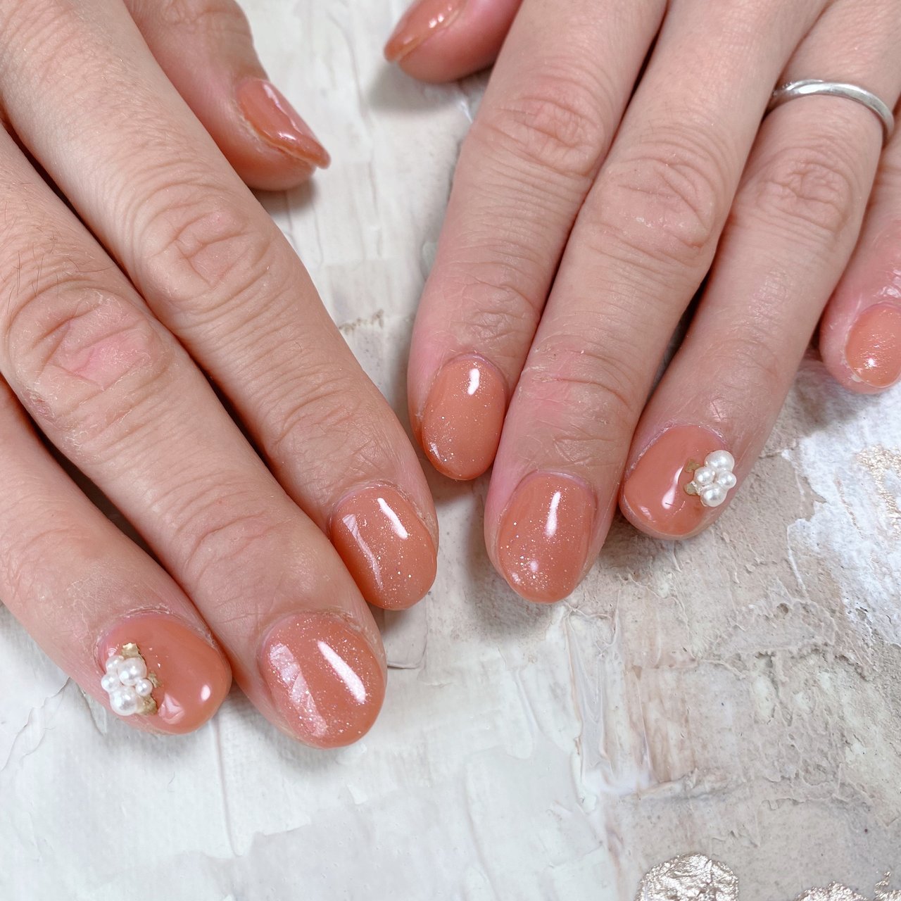 オールシーズン ハンド ラメ ワンカラー パール Nail Maryのネイルデザイン No ネイルブック