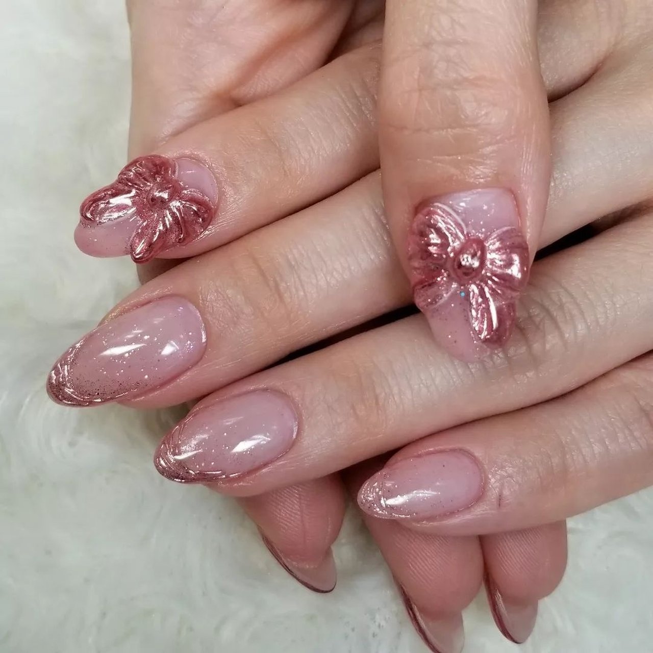 68))リボンネイル ピンク ミラーネイル ネイルチップ フレンチガーリー 68))リボンネイル ピンク ミラーネイル ネイルチップ フレンチ