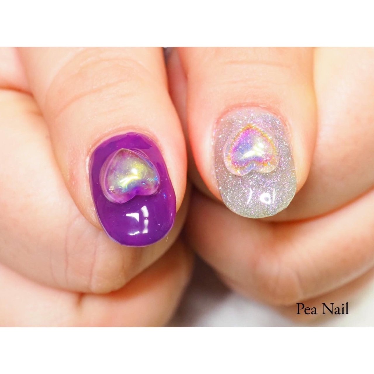 オールシーズン/ハンド/ワンカラー/ハート/オーロラ - Pea Nail☆mako  