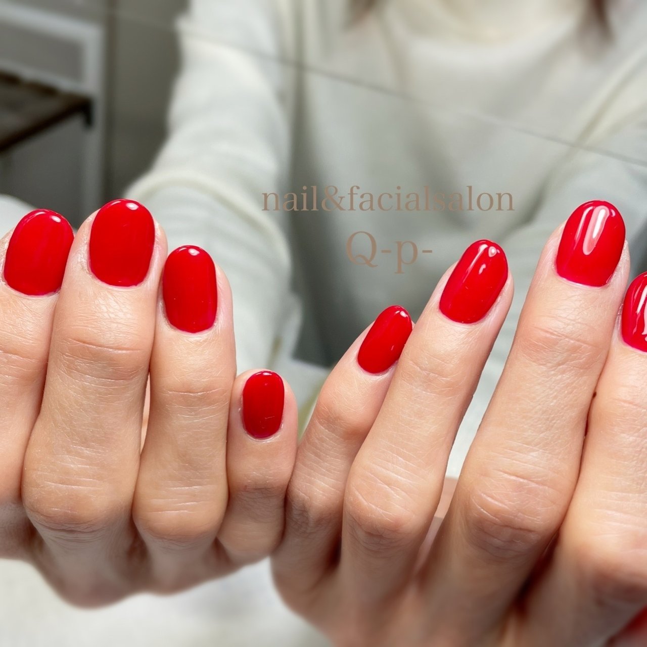 オールシーズン ハンド ワンカラー レッド ジェルネイル Nailsalonq P のネイルデザイン No ネイルブック