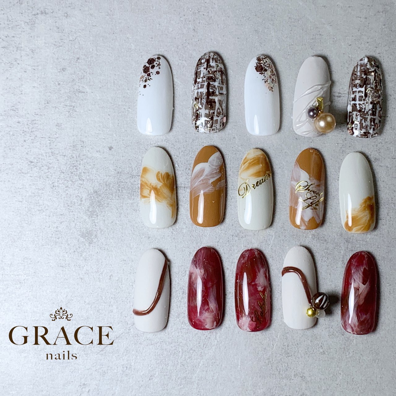 オールシーズン バレンタイン ハンド ビジュー ラメ Grace Nails のネイルデザイン No ネイルブック