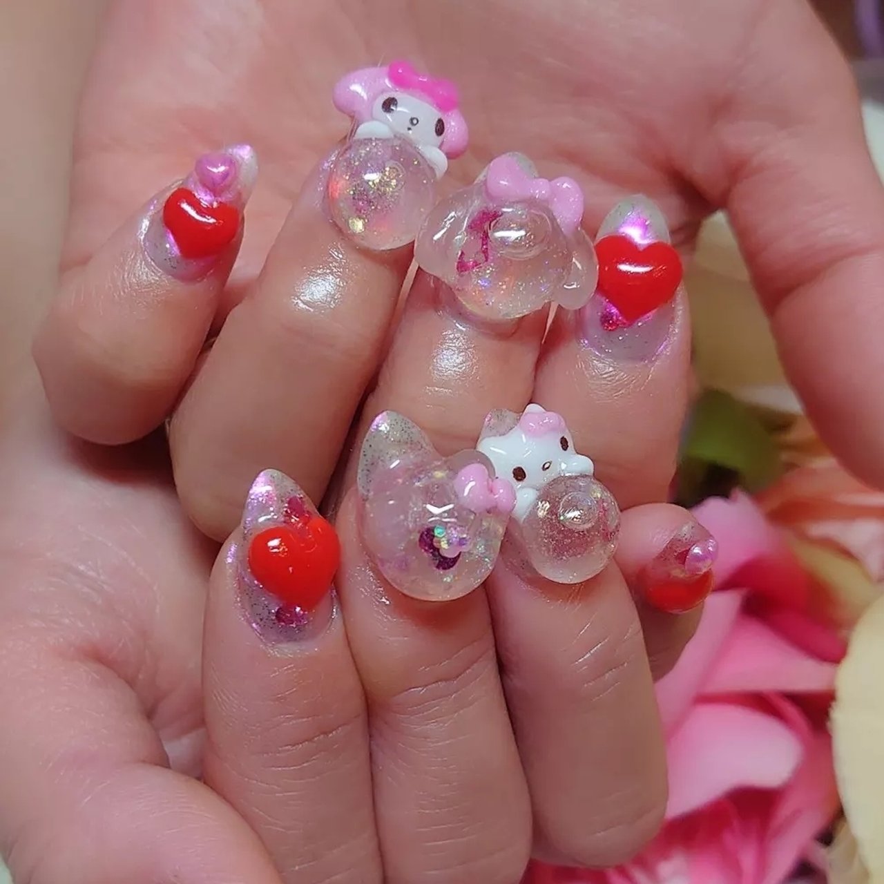 オールシーズン バレンタイン ハンド ハート キャラクター Mnailのネイルデザイン No ネイルブック