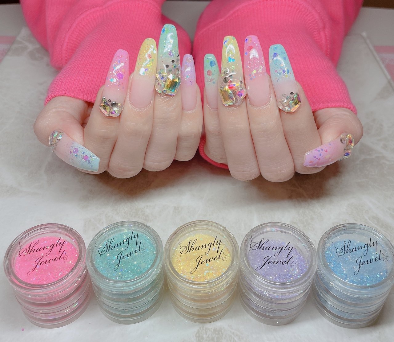 パステルカラー　ロングネイル 春のプリンセスネイル👸✨ちゅるちゅるパステル✨✨ #スカルプ