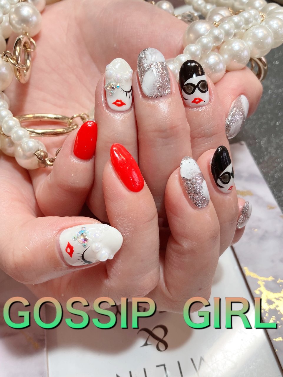 オールシーズン 成人式 バレンタイン ハンド キャラクター Gossip Girlのネイルデザイン No ネイルブック