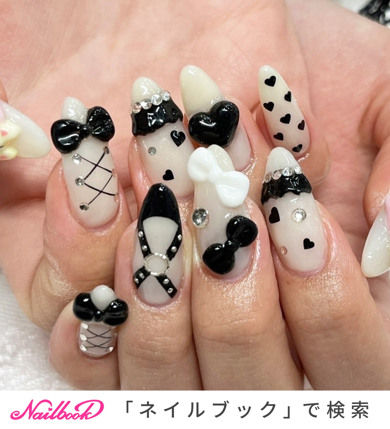 ハンド キャラクター 3d リボン ロング Nailsgogo Shibuya Nailsalonのネイルデザイン No ネイル ブック