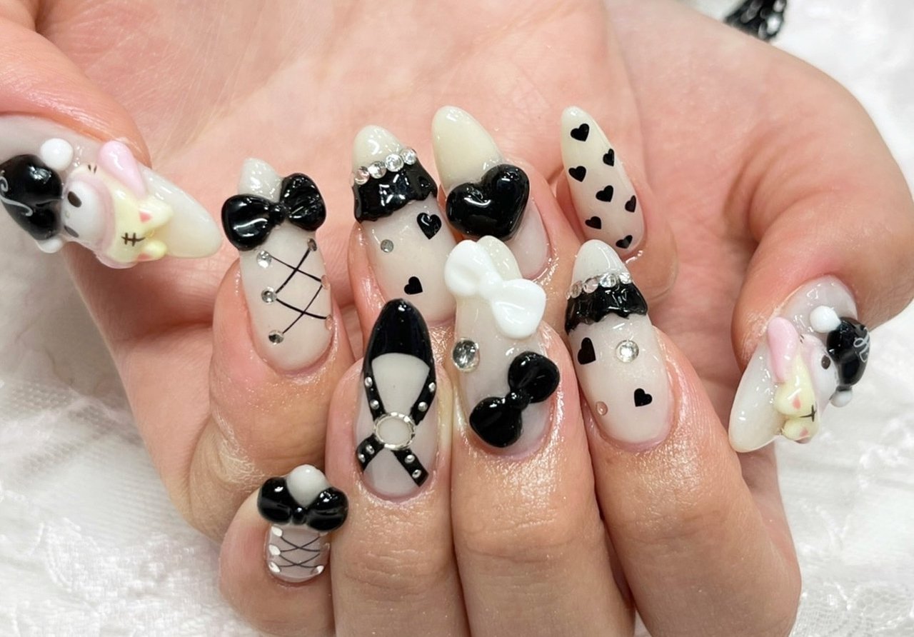 ハンド キャラクター 3d リボン ロング Nailsgogo Shibuya Nailsalonのネイルデザイン No ネイル ブック