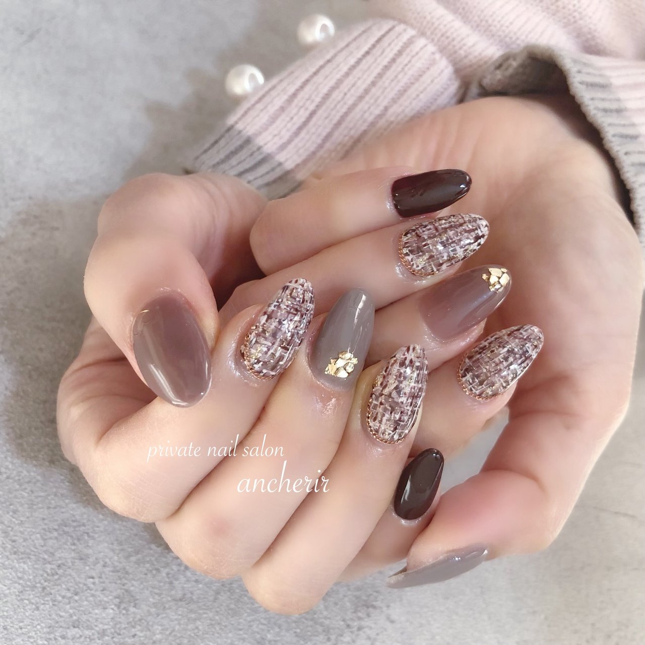 秋 冬 バレンタイン ツイード Ancherirのネイルデザイン No ネイルブック