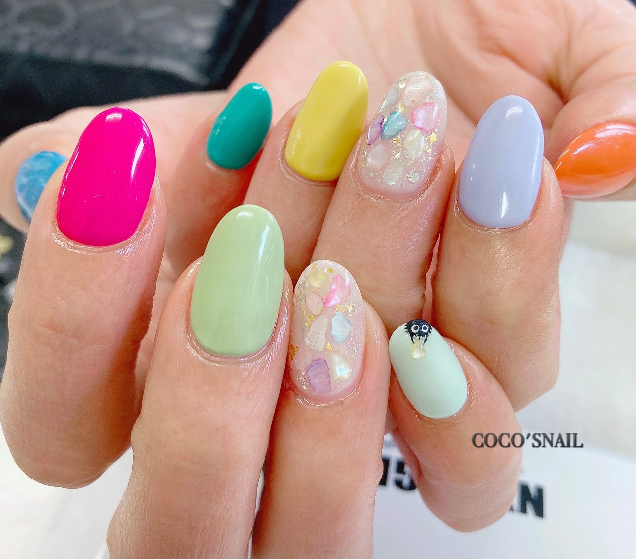 オールシーズン ハンド ミディアム カラフル ジェルネイル Coco S Nailのネイルデザイン No ネイルブック