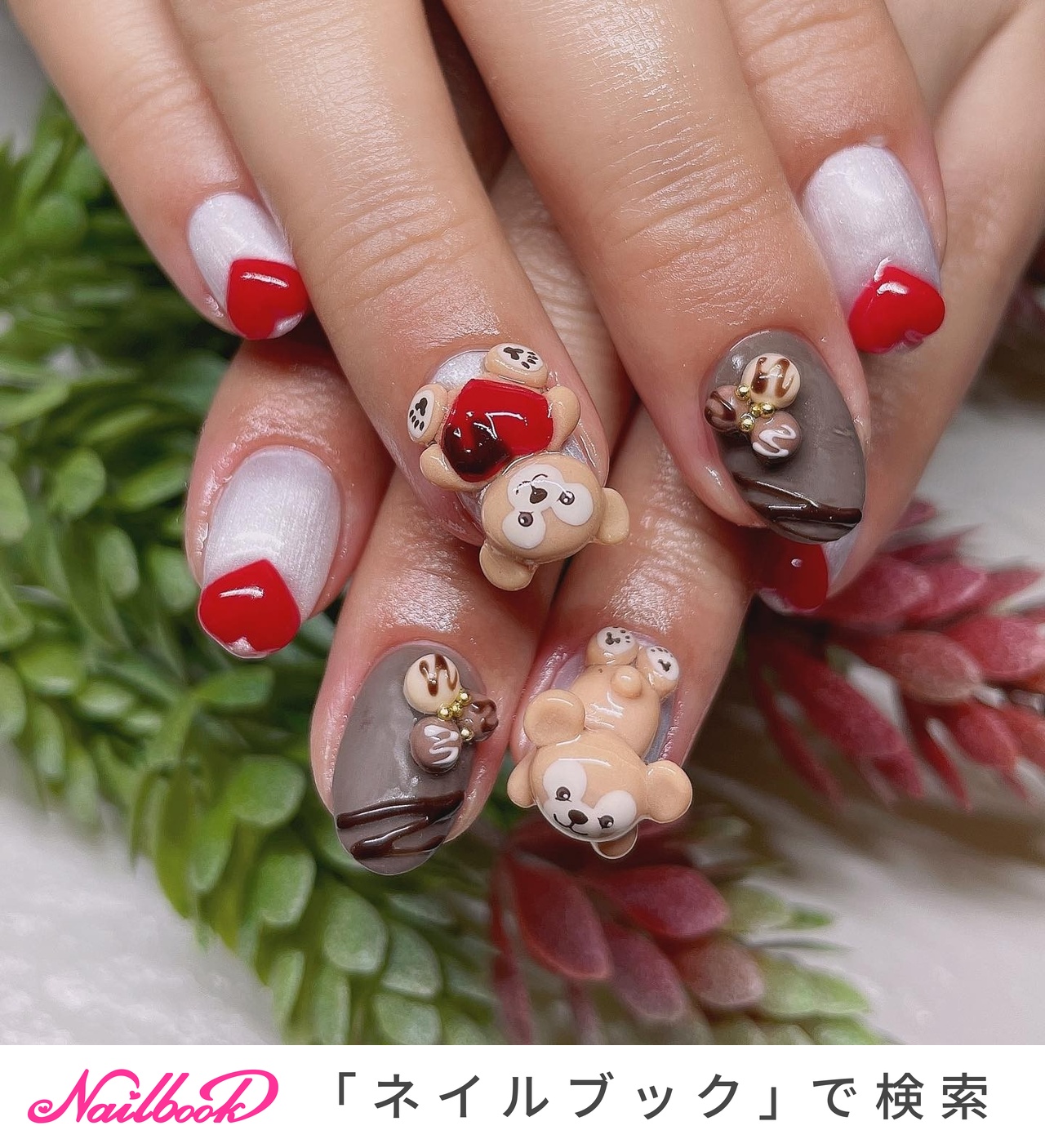 おすすめ順 バレンタインダッフィーネイルのネイルデザイン ネイルブック