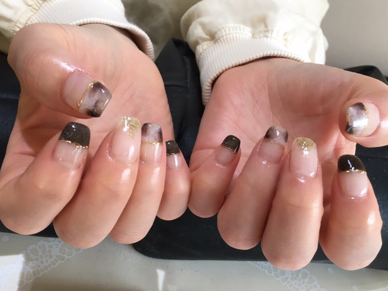 変形フレンチ 大理石 A Nailのネイルデザイン No ネイルブック