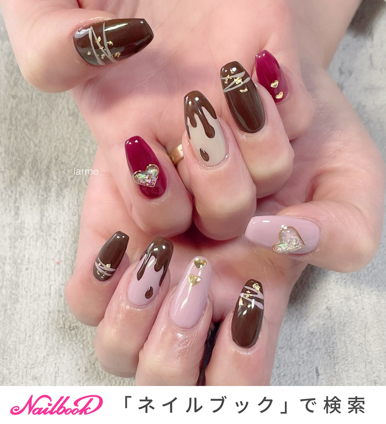 ハンド ピンク レッド ブラウン Nailroomlarmeのネイルデザイン No ネイルブック