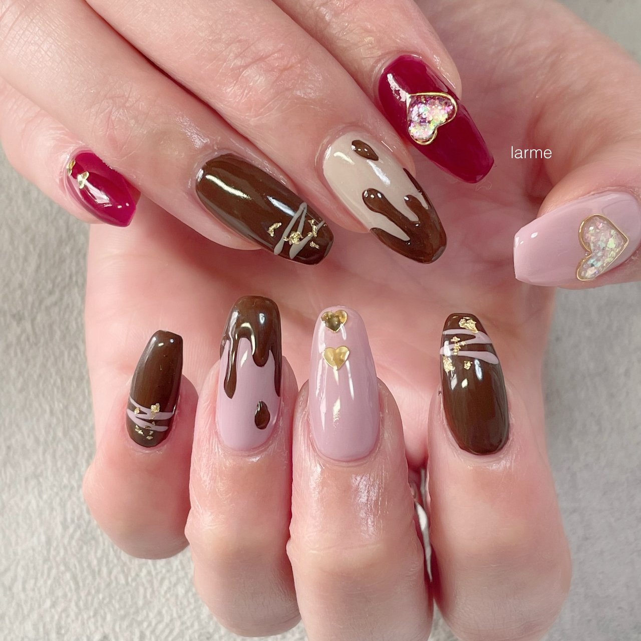 ハンド ピンク レッド ブラウン Nailroomlarmeのネイルデザイン No ネイルブック