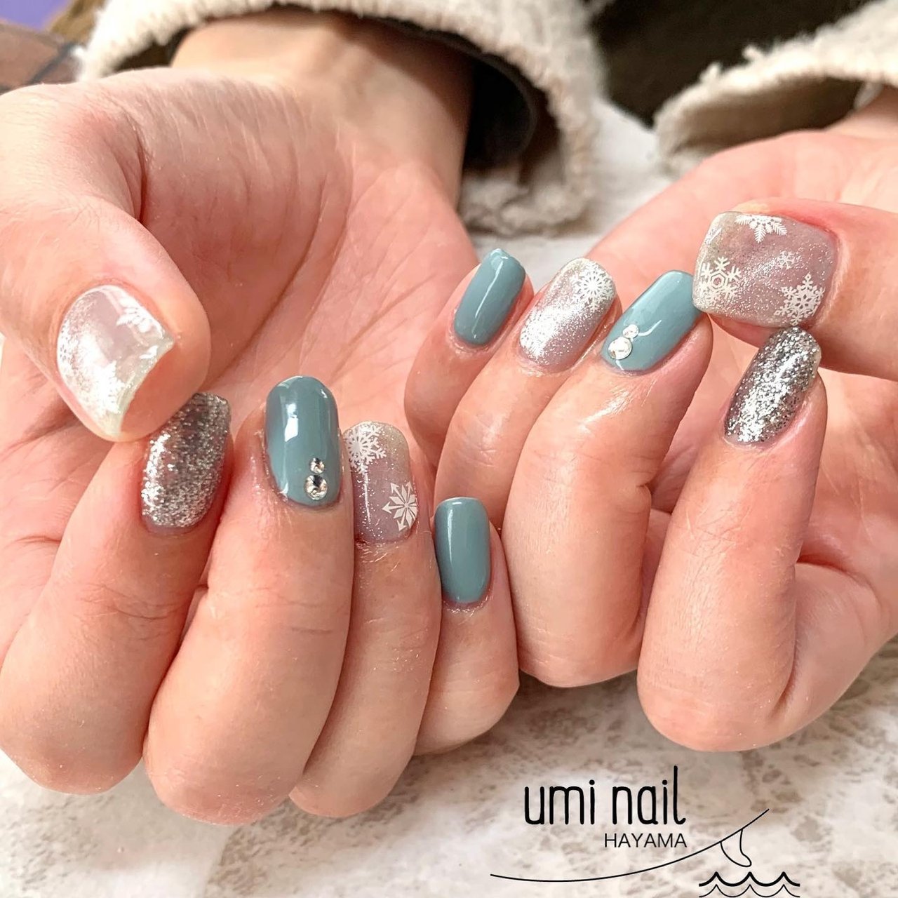 冬 ハンド マグネット 雪の結晶 水色 Uminail Hayamaのネイルデザイン No ネイルブック