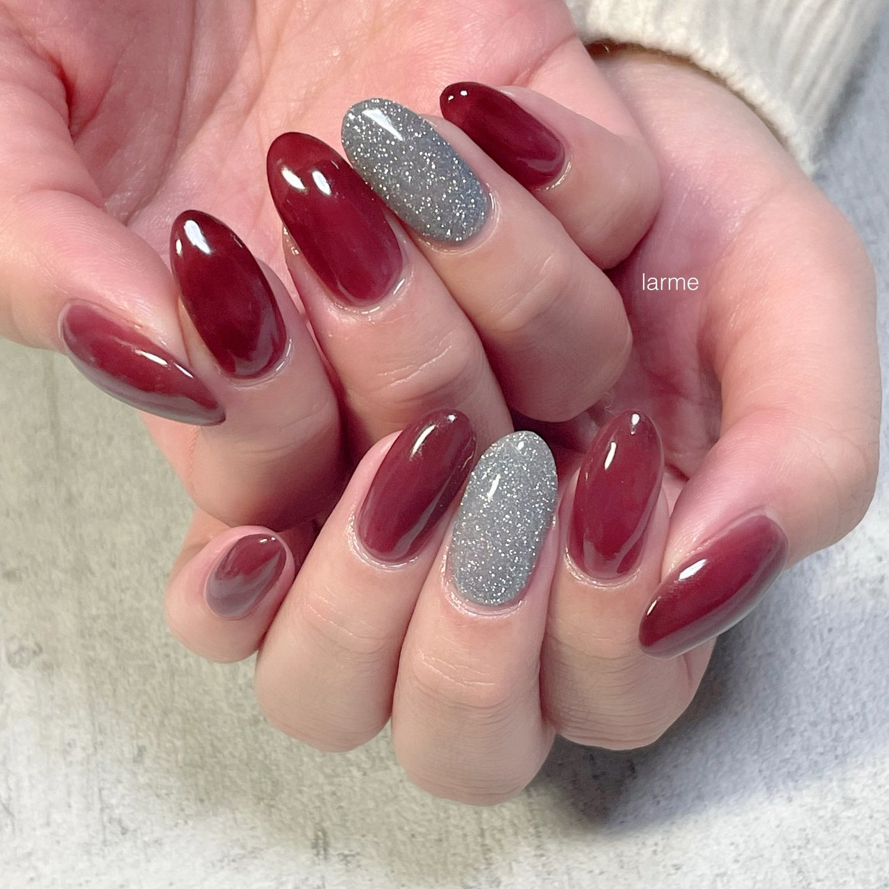 ハンド ボルドー シルバー Nailroomlarmeのネイルデザイン No ネイルブック