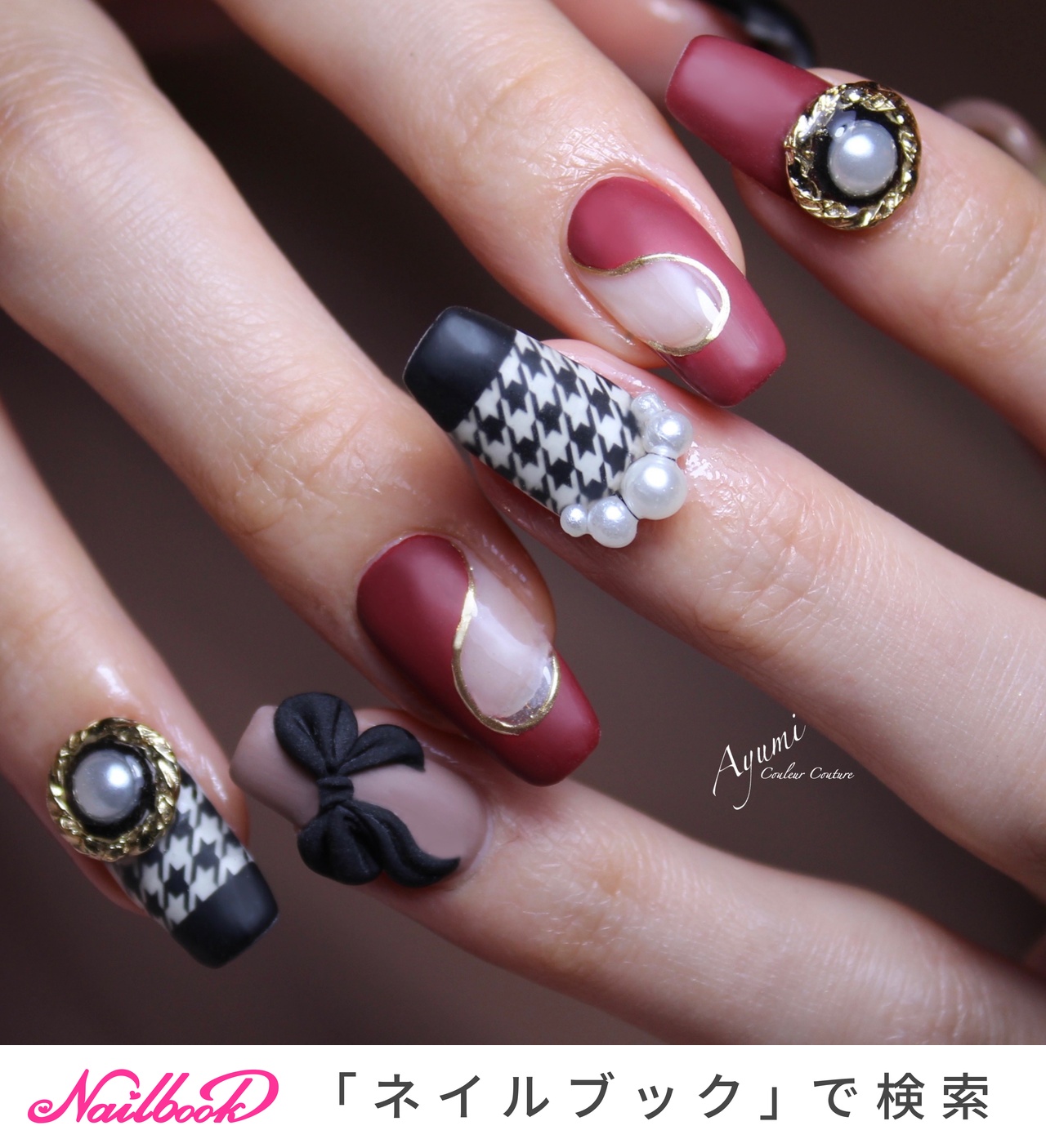 人気順｜千鳥柄(千鳥格子)/＃赤ネイルのネイルデザイン｜ネイルブック 