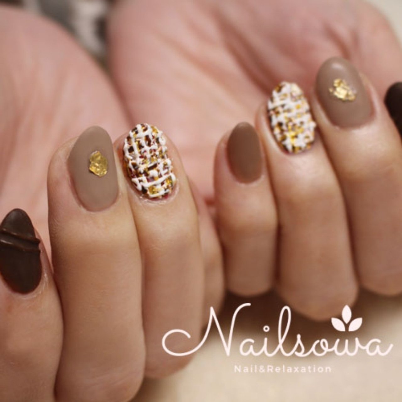 冬 バレンタイン ワンカラー チェック ツイード Nail Salon Sowa 久留米市のネイルデザイン No ネイルブック