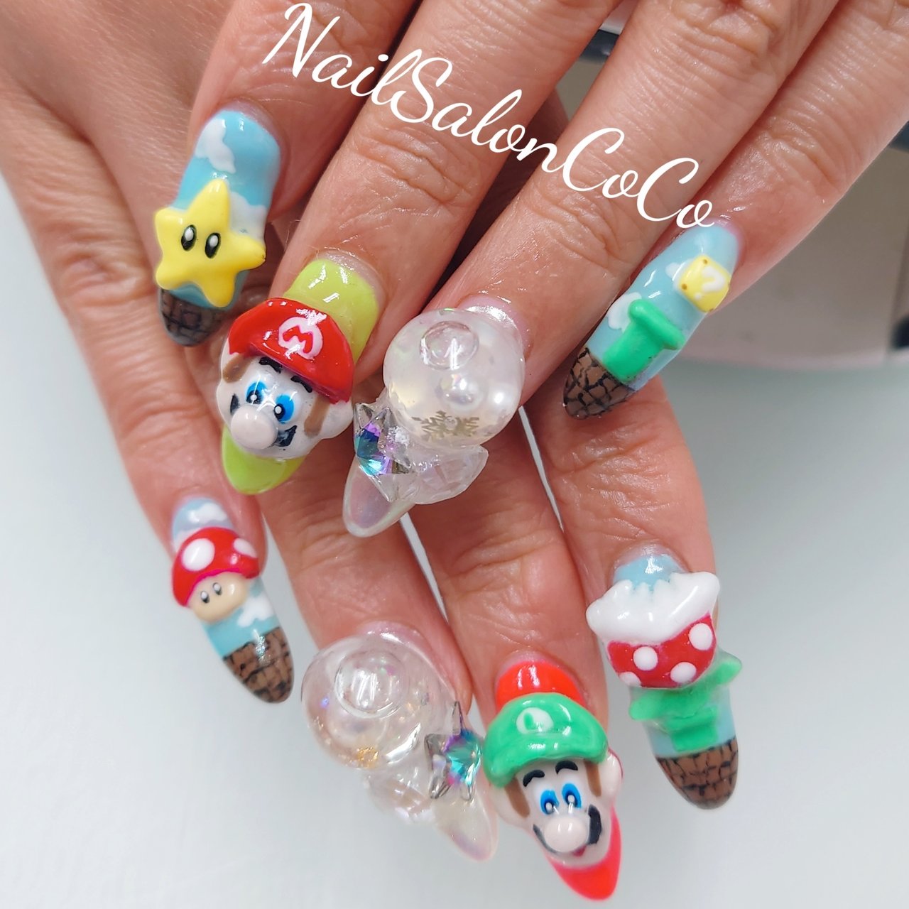 キャラクターネイル　ユニバネイル　マリオ　3dパーツ　まとめ売り　オーダー票 3D ネイルパーツ 11点セット マリオ マリオネイル ユニバ まとめ
