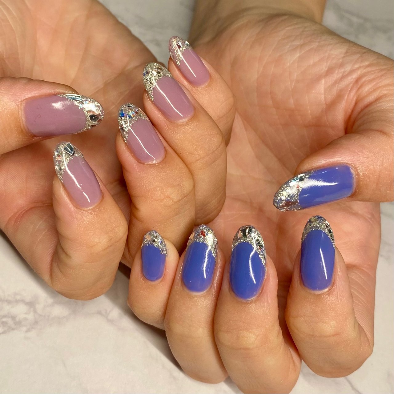 冬 バレンタイン ハンド ブルー パープル Nailsalon Neiviのネイルデザイン No ネイルブック