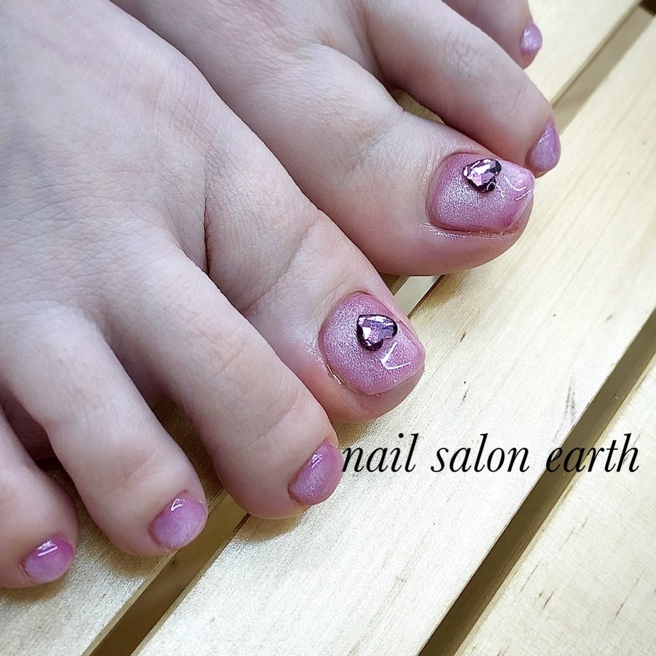 バレンタイン フット シンプル ハート ギャラクシー Nailsalon Earthのネイルデザイン No ネイルブック