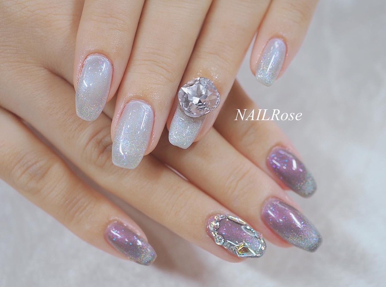 オールシーズン シンプル ビジュー ワンカラー マグネット Nailroseのネイルデザイン No ネイルブック