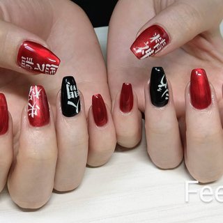 赤と黒のネイルデザイン ネイルブック