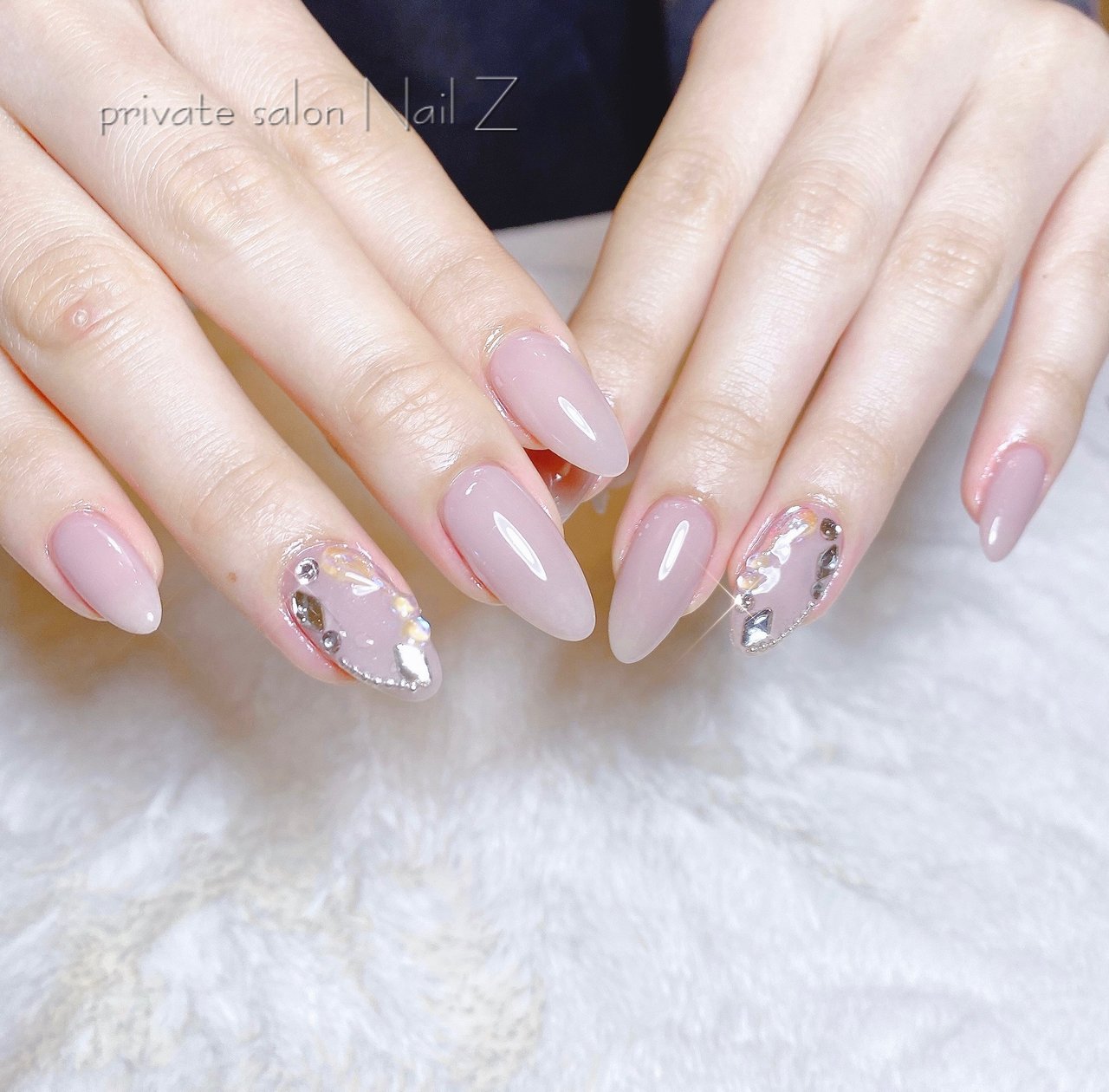 ハンド ビジュー ワンカラー ロング ピンク Nail Z ネイルジー のネイルデザイン No ネイルブック