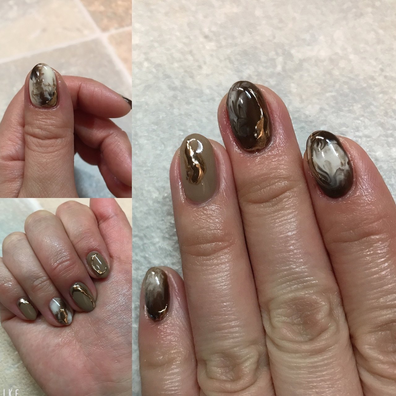 ホワイト ブラウン ゴールド ジェルネイル セルフネイル のんのネイルデザイン No ネイルブック