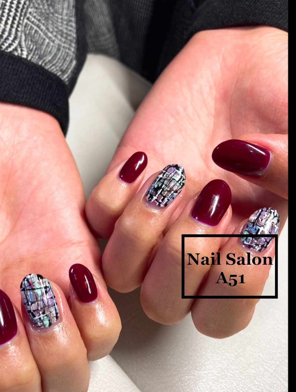 秋 冬 女子会 ハンド ツイード Nail Salon A51のネイルデザイン No ネイルブック