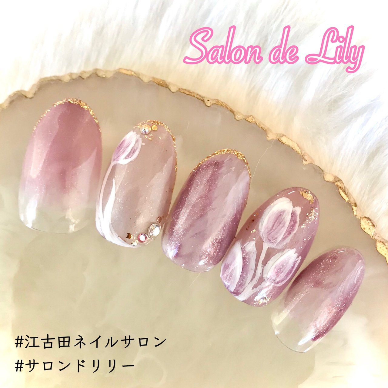 春/卒業式/入学式/フラワー/ニュアンス - salondelilyのネイルデザイン