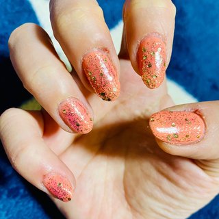 オレンジラメのネイルデザイン ネイルブック