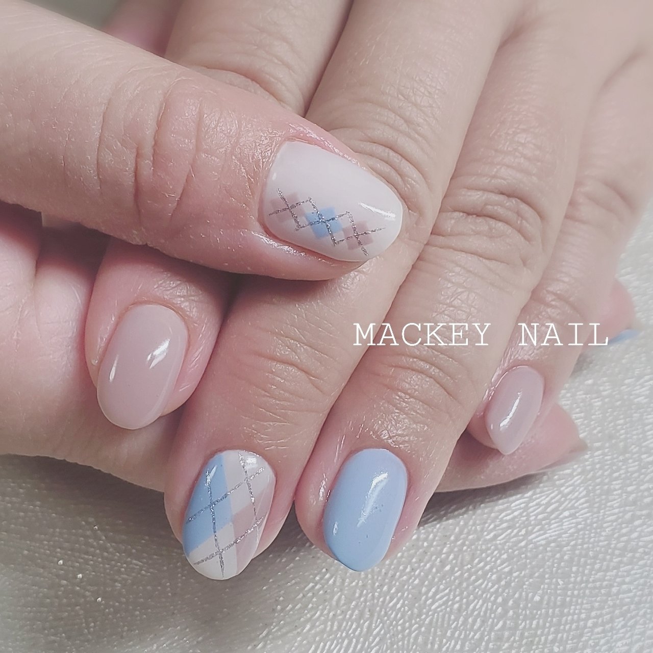 冬 オフィス デート ハンド アーガイル Mackey Nailのネイルデザイン No ネイルブック