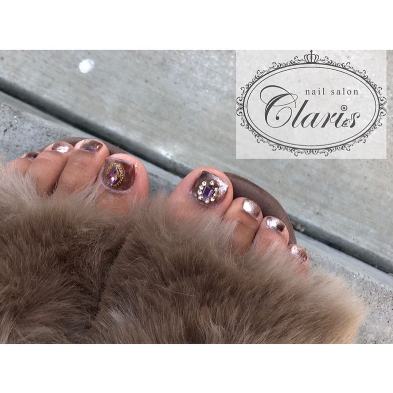 冬 フット アンティーク ショート ペディキュア Nailsalon Clarisのネイルデザイン No ネイルブック