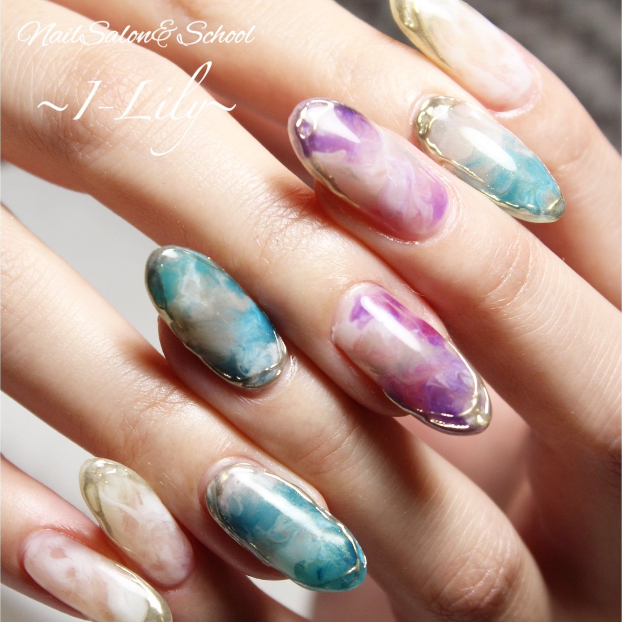 オールシーズン 成人式 ハンド ニュアンス マーブル Nailsalon School I Lily アイ リリーのネイル デザイン No ネイルブック