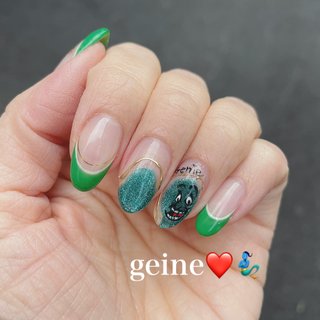 緑フレンチのネイルデザイン ネイルブック