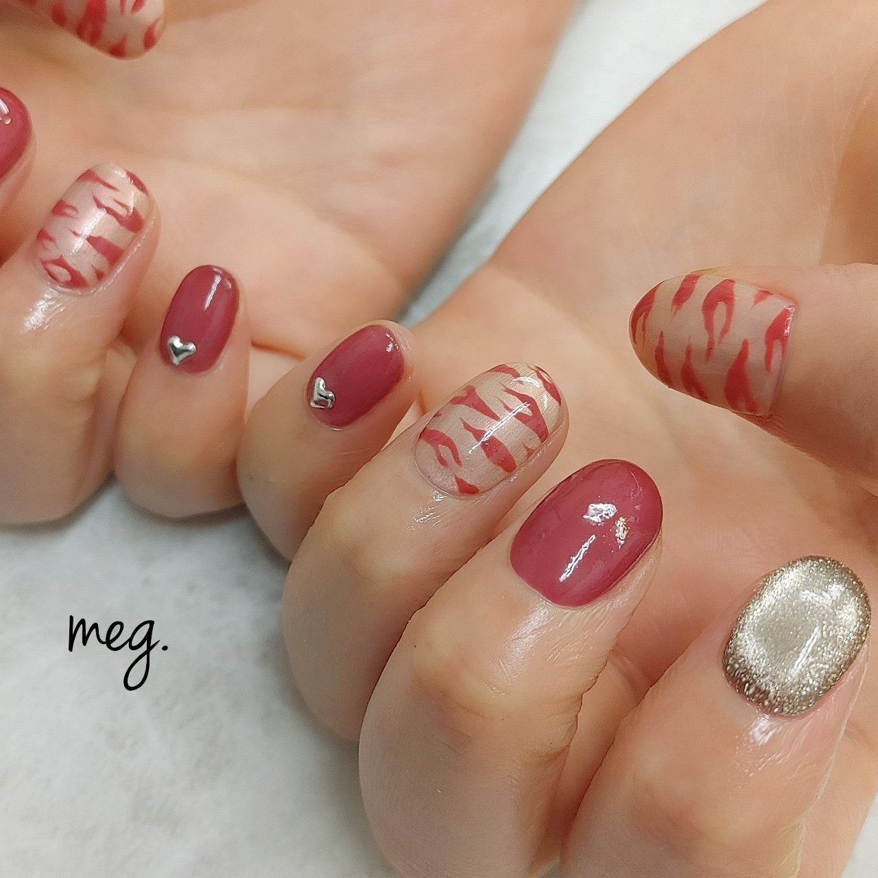 冬 バレンタイン 女子会 ハンド アニマル柄 Meguppeのネイルデザイン No ネイルブック