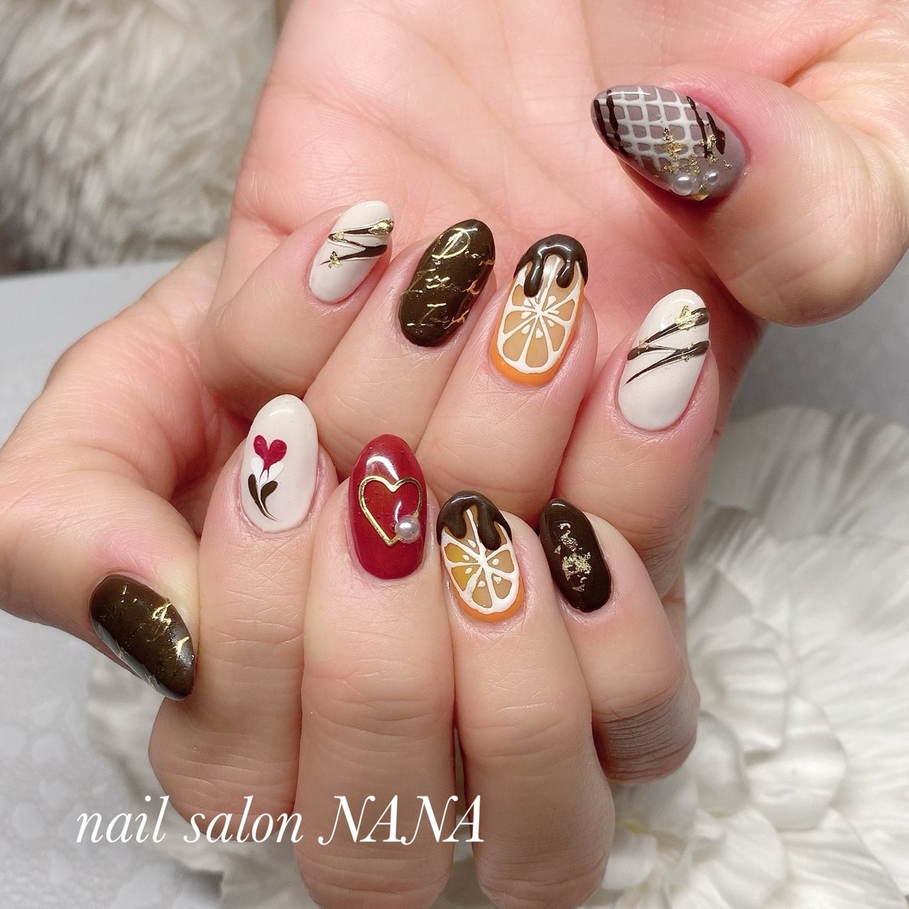 冬 バレンタイン ハンド ワンカラー ハート Nail Salon Nanaのネイルデザイン No 702 ネイルブック