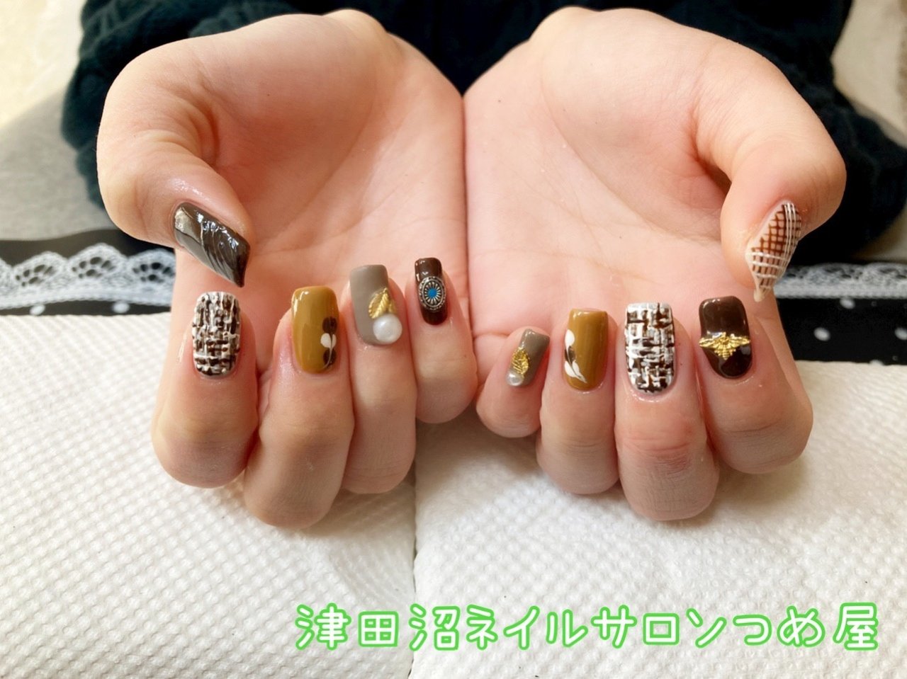 バレンタイン ハンド パール ツイード マット 津田沼ネイルサロンつめ屋のネイルデザイン No ネイルブック