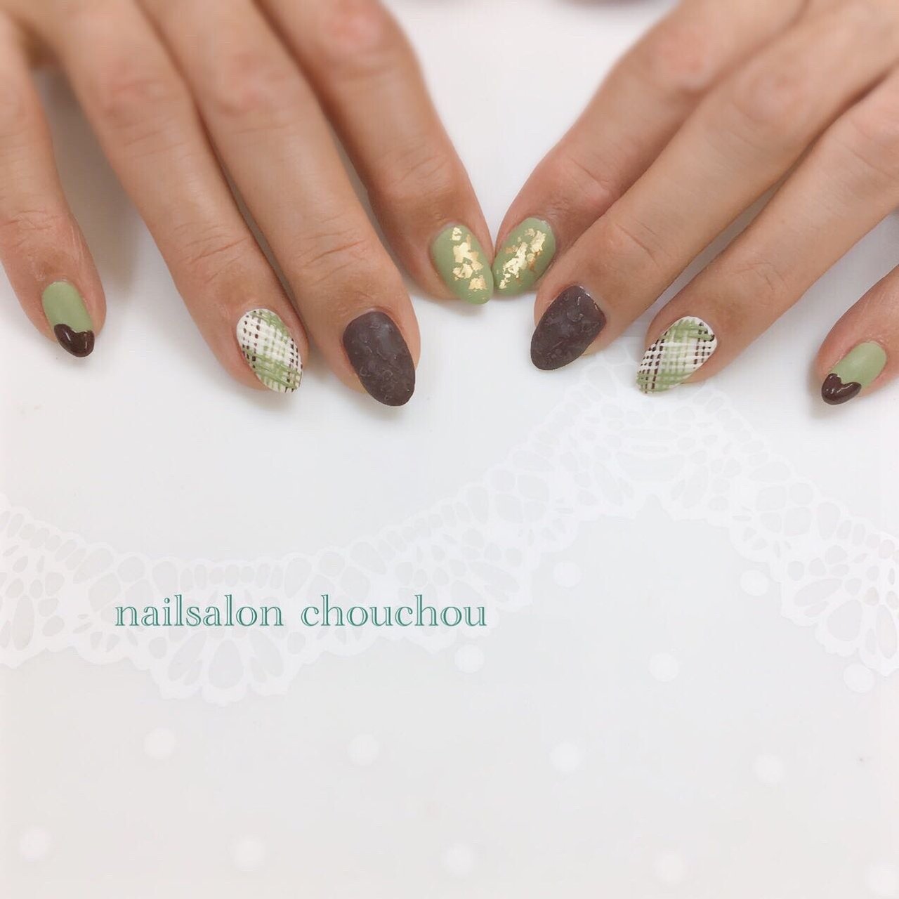 冬 バレンタイン ハンド ホワイト グリーン Ryoko Oのネイルデザイン No ネイルブック