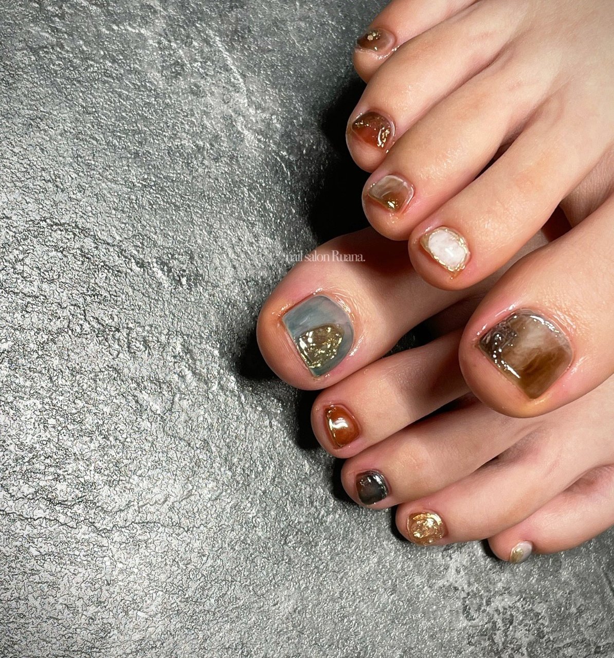 オールシーズン 海 フット アンティーク ニュアンス Ruana のネイルデザイン No ネイルブック