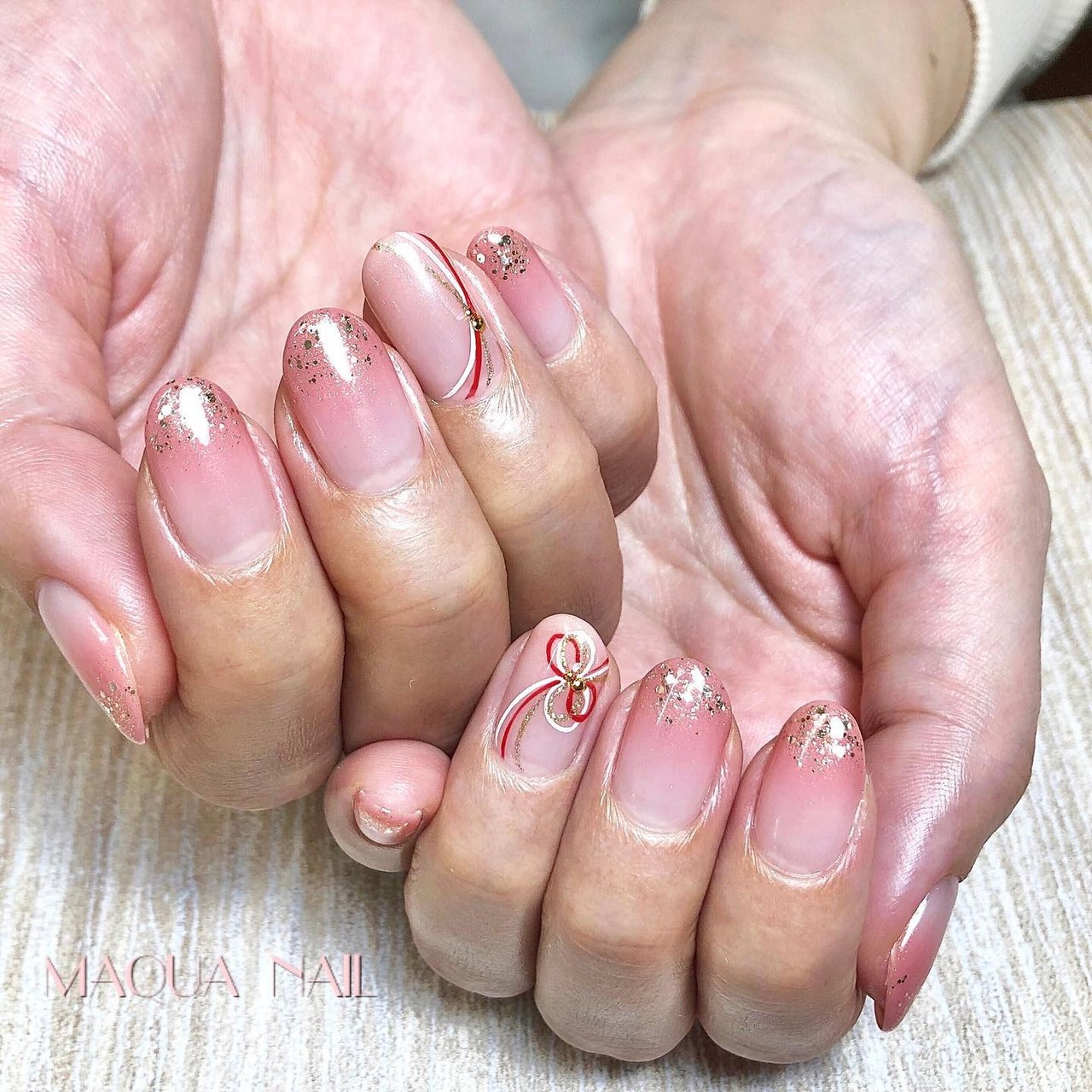 ブライダル ハンド グラデーション 和柄 ピンク マキュアネイルのネイルデザイン No ネイルブック