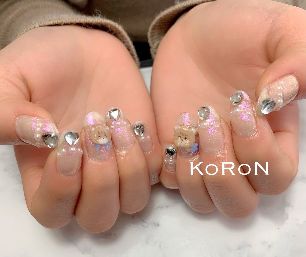 春 バレンタイン ハンド シンプル キャラクター Koron Nailのネイルデザイン No ネイルブック